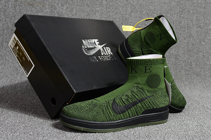 2018 Men Nike Air Force 1 Zip Mid Grass Green Black Shoes